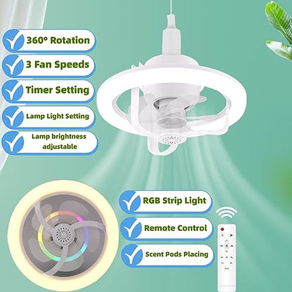 360 ° Rotating RGB Ceiling Fan Light 50W